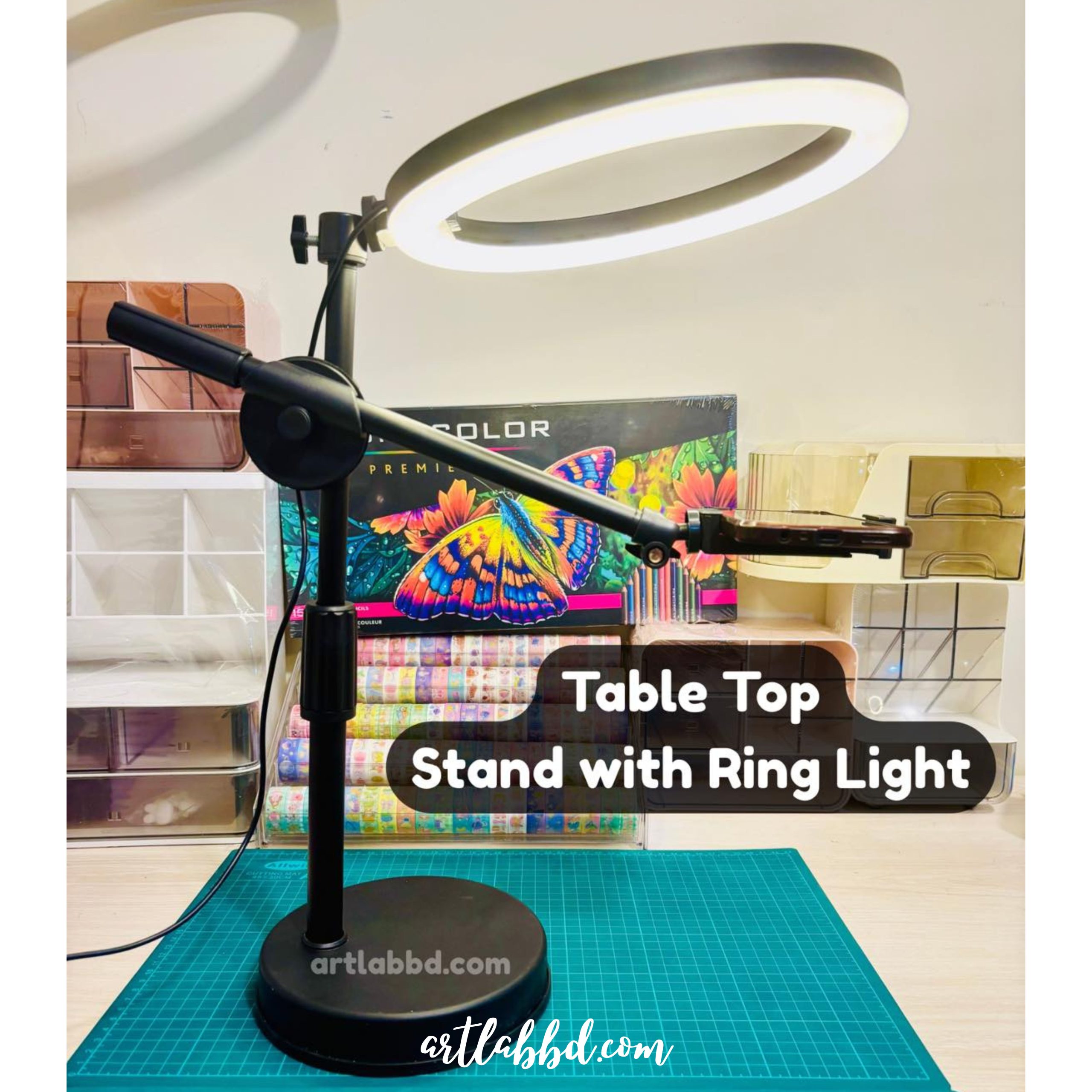 Table Top Stand with Ring Light