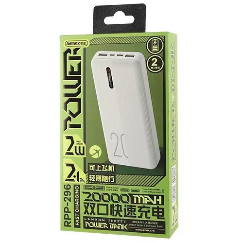REMAX RPP-296 20000mAh LANDON SERIES 2.1A POWER BANK (OUTPUT-2USB) (INPUT-MICRO/TYPE-C)